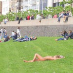 Sun tanning on a meadow