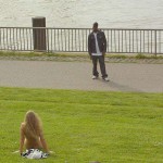 Sun tanning on a meadow