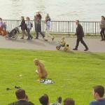 Sun tanning on a meadow