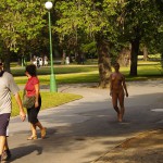 In a well frequented park