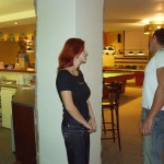 At a small billiard bar