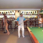 At a small billiard bar