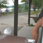 At a kiosk in a leisure area