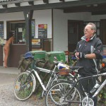 At a kiosk in a leisure area