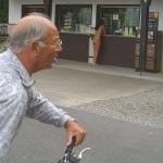 At a kiosk in a leisure area