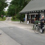 At a kiosk in a leisure area