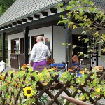 At a kiosk in a leisure area