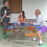 At a kiosk in a leisure area