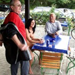 At a kiosk in a leisure area