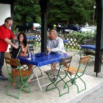 At a kiosk in a leisure area