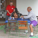 At a kiosk in a leisure area