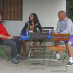 At a kiosk in a leisure area