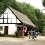 At a kiosk in a leisure area