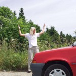 A car break down at the roadside