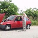 A car break down at the roadside