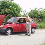 A car break down at the roadside