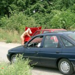 A car break down at the roadside