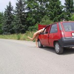 A car break down at the roadside