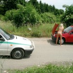 A car break down at the roadside