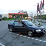 Next to a road in a shop