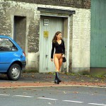 On a street in a residential area