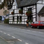 On a street in a residential area