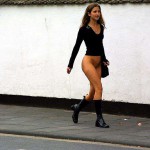 On a street in a residential area