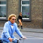 On a street in a residential area