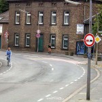 On a street in a residential area