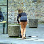 On a street in a residential area