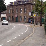 On a street in a residential area