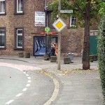 On a street in a residential area