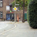 On a street in a residential area