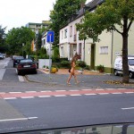 On a street in a residential area