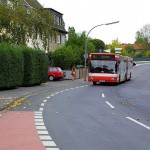 On a street in a residential area