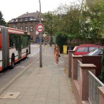 On a street in a residential area