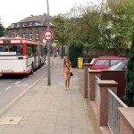 On a street in a residential area