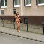 On a street in a residential area