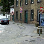 On a street in a residential area