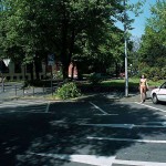 In the middle of a street