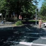 In the middle of a street