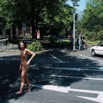 In the middle of a street