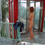 At a railway station in a residential area