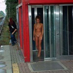 At a railway station in a residential area