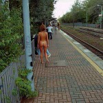 At a railway station in a residential area