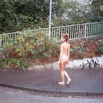 At a railway station in a residential area