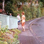 At a railway station in a residential area