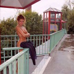 At a railway station in a residential area