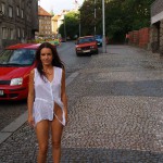 Inside and in font of small bar