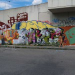 On a street and at a train station